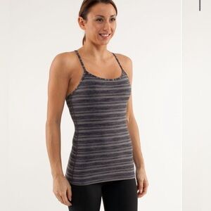 LULULEMON Power Y Tank in Black Stripes Galore